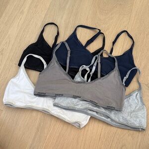 SKIMS Women's Bra Set (5) - Black, Navy, Light & Dark Gray, White